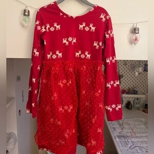 Hanna Andersson Red Reindeer Tulle Dress